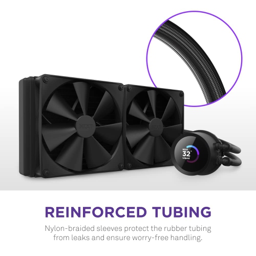 NZXT Kraken 280 280mm AIO CPU Liquid Cooler, Customizable 1.54" Square LCD, High-Performance Pump - 2 x F140 Fans
