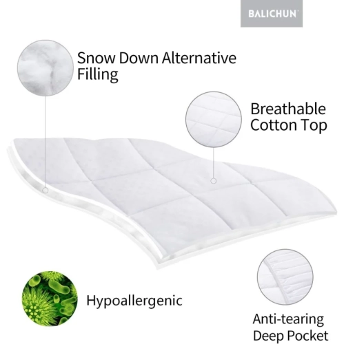 Queen Cooling Mattress Pad Topper - Cotton Quilted Pillow Top Protector - Deep Pocket Fits 8-21 Inch Mattresses