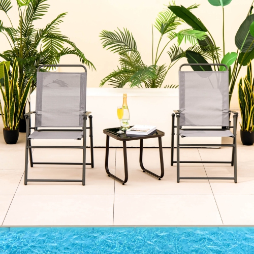 CoCostway 2pcs chaises de patio pliables fauteuils de patio avec accoudoir dossier et dossier extérieur portable