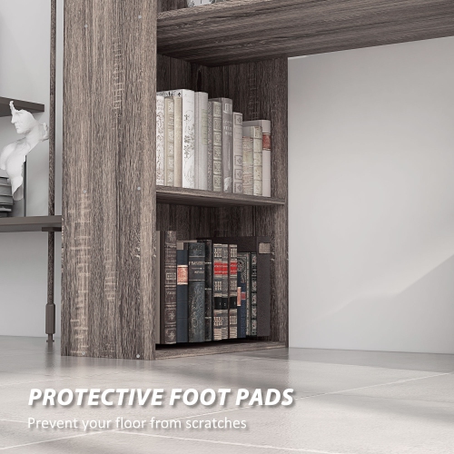 HOMCOM Modern Computer Desk with Storage Shelves, 47" Writing Table Workstation with Bookshelf for Home Office, Oak