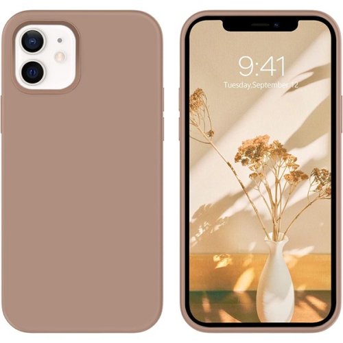 GuaGua 22,5 x 12,1 x 1,4&nbsp;cm 5G liquide silicone caoutchouc souple et mince doublure de microfibre enveloppe texturée de coussin pour iPhone 12 P