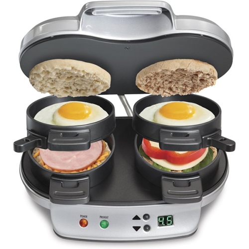 Hamilton Beach ‎26.39 x 19.89 x 15.01 cm Beach Digitally Timed Dual Breakfast Sandwich Maker Silver