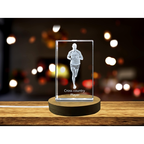 Cross Country Player 3D Engraved Crystal Keepsake/Gift/Decor/Collectible/Souvenir