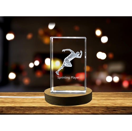 Sprint Running Player 3D Engraved Crystal Keepsake/Gift/Decor/collectionner/Souvenir