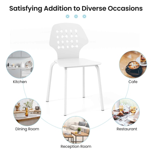 Costway Metal Dining Chair Set of 4 Armless Kitchen Hollowed Backrest & Metal Legs