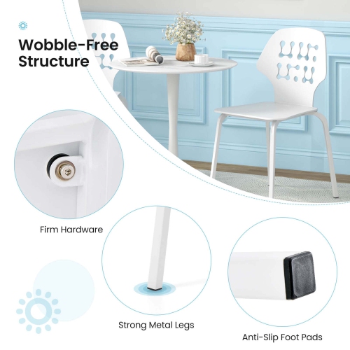 Costway Metal Dining Chair Set of 4 Armless Kitchen Hollowed Backrest & Metal Legs