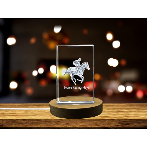 Horse Racing Player 3D Engraved Crystal Keepsake/Gift/Decor/Collectible/Souvenir