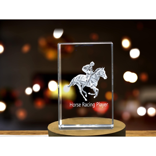 Horse Racing Player 3D Engraved Crystal Keepsake/Gift/Decor/Collectible/Souvenir
