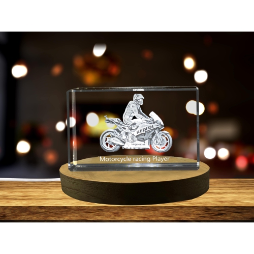 Moto Racing Player 3D cristal gravé Keepsake/Gift/Decor/collectionner/Souvenir