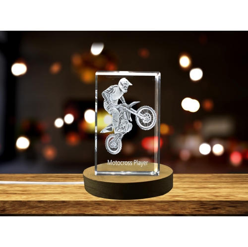 Joueur de motocross 3D Keepsake en cristal gravé/cadeau/décor/objet de collection/souvenir
