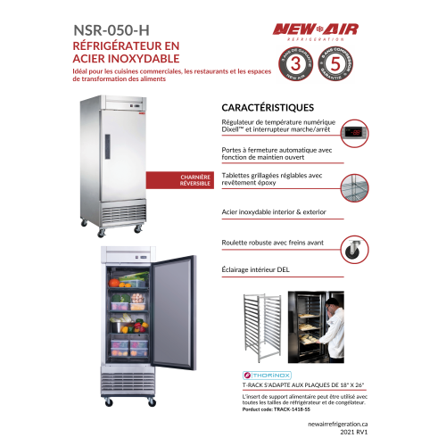 New Air Commercial 27″ 21 Cu. Ft. Single Door REFRIGERATOR - Stainless Steel