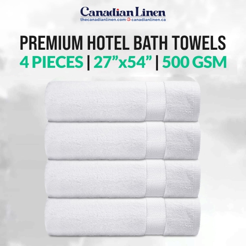 Ensemble de 4 serviettes de bain blanches en lin canadien Cambridge Economy, 27 x x54 po, anneaux doux absorbants, serviettes en coton filé, pour