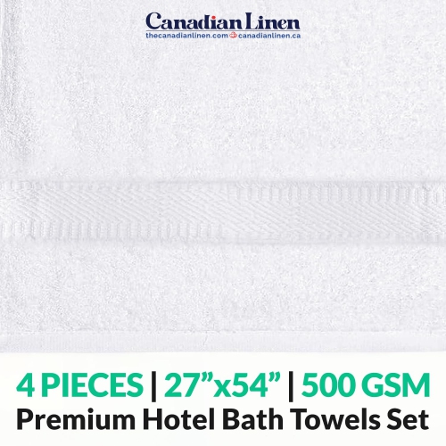 Ensemble de 4 serviettes de bain blanches en lin canadien Cambridge Economy, 27 x x54 po, anneaux doux absorbants, serviettes en coton filé, pour