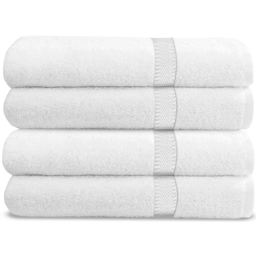 CANADIAN LINEN  Cashmere Economy 4 Pack Bath Towels Set 27"x54" Lightweight Soft Absorbent Cotton Towels for Bathroom Motel Gym Spa Shower Salon &