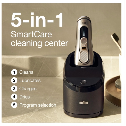 Braun Series 9-9477cc Pro Men's Rechargeable Wet & Dry Electric Foil Shaver with ProLift Trimmer, PowerCase, & SmartCare Center