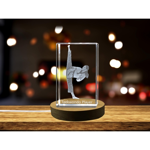 Taekwondo joueur 3D cristal gravé Keepsake/cadeau/décor/objet de collection/souvenir
