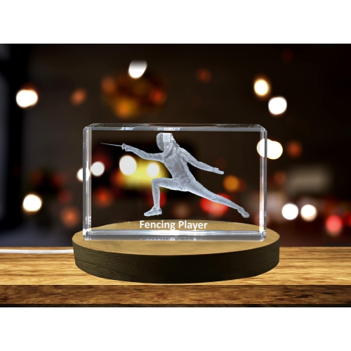 Fencing Player 3D Engraved Crystal Keepsake/Gift/Decor/Collectible/Souvenir