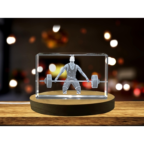 Weightlifting Player 3D Engraved Crystal Keepsake/Gift/Decor/Collectible/Souvenir
