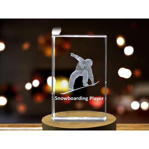 Joueur de snowboard 3D cristal gravé Keepsake/cadeau/décor/objet à collectionner/souvenir