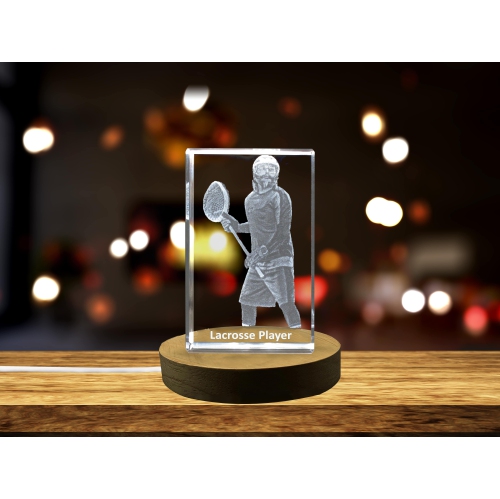 Lacrosse Player 3D Engraved Crystal Keepsake/Gift/Decor/Collectible/Souvenir