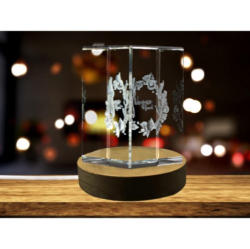 Aquarelle végétalienne 3D Keepsake/cadeau/décor/objet à collectionner/souvenir de cristal gravé