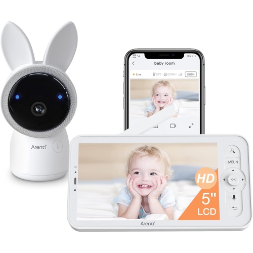 ARENTI Baby Monitor, 2K Video Baby Camera with 5-inch Wireless Display- Open Box