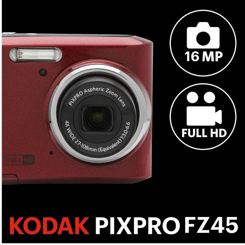 Kodak PIXPRO FZ45 Friendly Zoom 16MP Full HD Digital Camera Bundled with 32GB Memory Card and Camera Bag