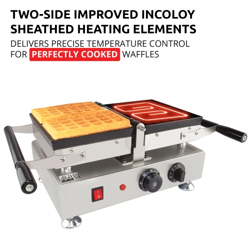 AP-455 Belgian Waffle Maker Thick | Waffle Maker with Nonstick Coating | Swing Belgian Waffle Iron | 2 Square-Shaped Waffles | 110V