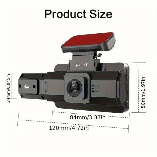 1080p Dual Lens Dash Cam with Night Vision, Wide Angle, Loop Recording & 3-Inch HD LCD Display