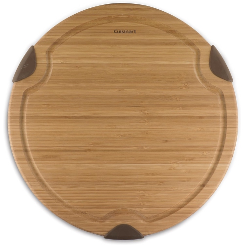 Cuisinart 14" x 14" Round Bamboo Cutting Board with Juice Groove, Moisture & Scratch Resistant