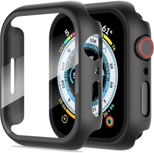 2-Pack Apple Watch Screen Protector Case for Series 8/7/6/5/4/SE/SE 2 40mm - Ultra-Thin Tempered Glass Cover, Black