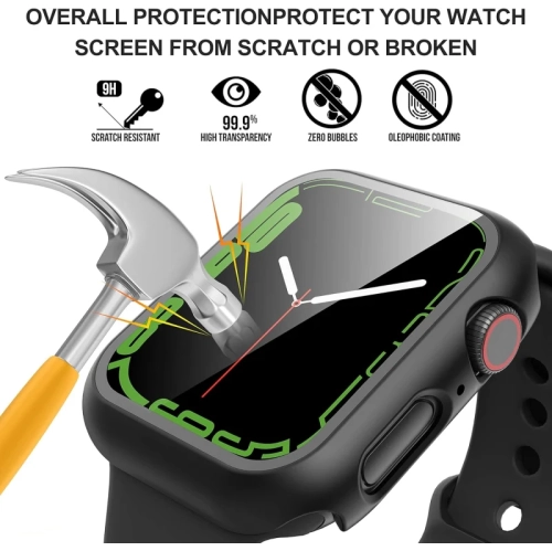 2-Pack Apple Watch Screen Protector Case for Series 8/7/6/5/4/SE/SE 2 40mm - Ultra-Thin Tempered Glass Cover, Black