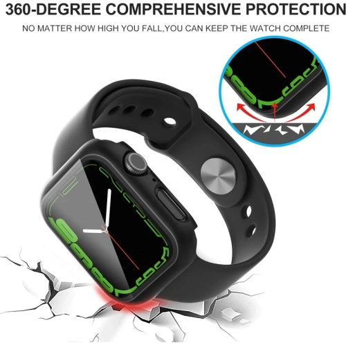 2-Pack Apple Watch Screen Protector Case for Series 8/7/6/5/4/SE/SE 2 40mm - Ultra-Thin Tempered Glass Cover, Black