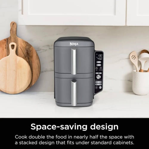 Ninja SL401 DoubleStack XL 2-Basket Air Fryer - 10 QT, 6-in-1, DoubleStack Technology, Smart Finish, Cook 4 Foods at Once, Compact Design, Easy