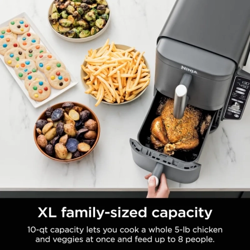 Ninja SL401 DoubleStack XL 2-Basket Air Fryer - 10 QT, 6-in-1, DoubleStack Technology, Smart Finish, Cook 4 Foods at Once, Compact Design, Easy