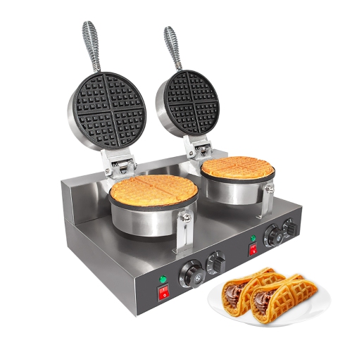 AP-601_2 Double Waffle Maker | Round-Shaped Belgium Waffles | Stainless Steel | Nonstick Coating | 110V