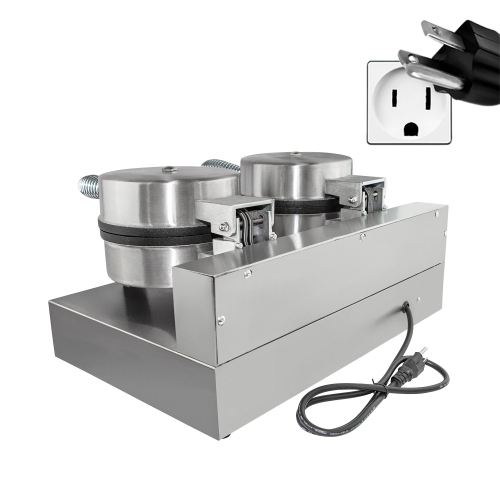 AP-601_2 Double Waffle Maker | Round-Shaped Belgium Waffles | Stainless Steel | Nonstick Coating | 110V