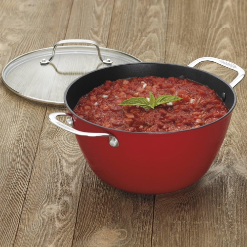 Cuisinart 5.2-Quart Round Covered Casserole with Glass Lid, Red