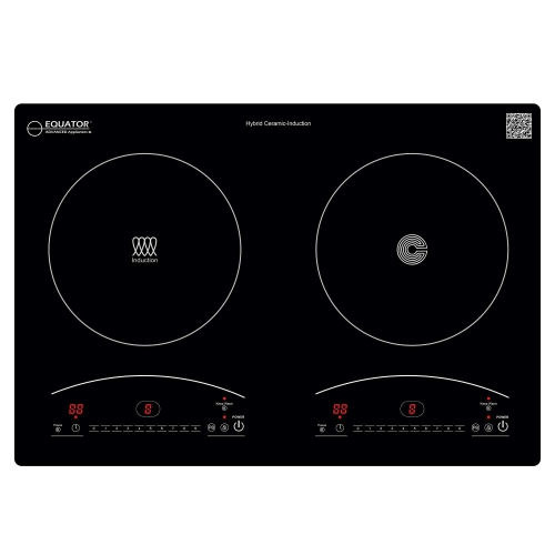 Surface de cuisson électrique hybride à induction Equator 120&nbsp;V 20&nbsp;po 1 et céramique 1, noir