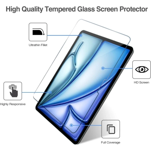 2 Pack Tempered Glass Screen Protector for iPad Air 7 11-Inch M3 2025 Air 6 th Generation 11 inch M2 A2902/A2903/A2904 - Clear Film Guard