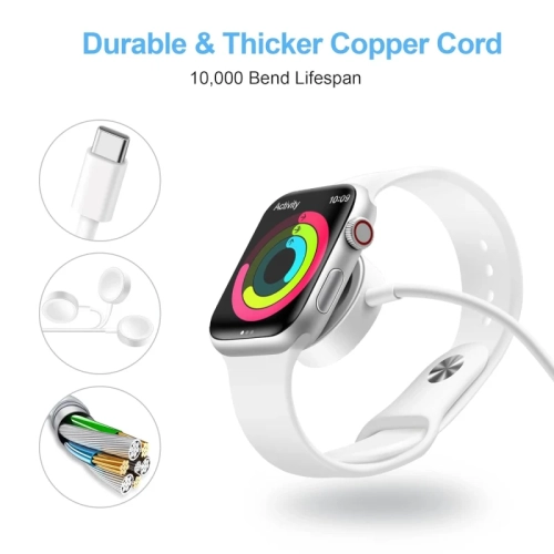 Chargeur rapide USB-C certifié MFI pour Apple Watch - Câble magnétique de 3FT m avec chargeur mural 20&nbsp;W pour les séries Ultra