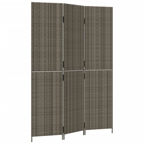 vidaXL Room Divider 3 Panels Grey Poly Rattan