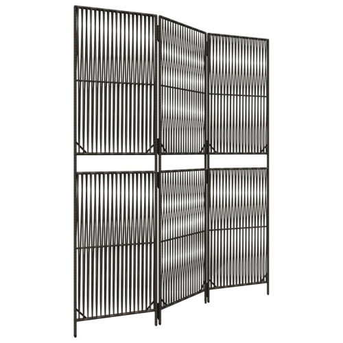 VIDAXL  Room Divider 3 Panels Poly Rattan In Grey