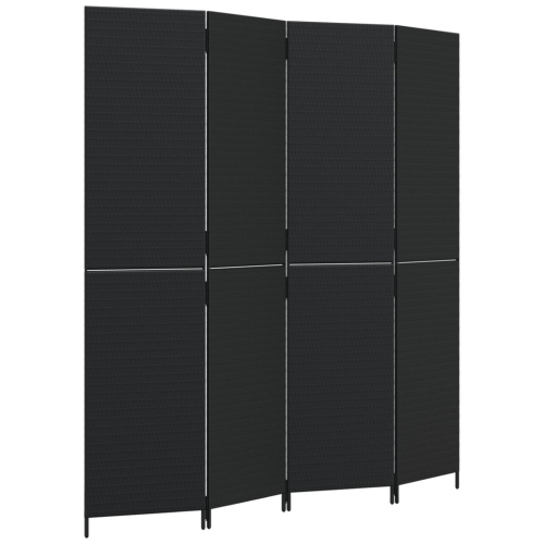 vidaXL Room Divider 4 Panels Black Poly Rattan