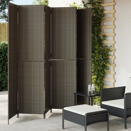 vidaXL Room Divider 6 Panels Grey Poly Rattan