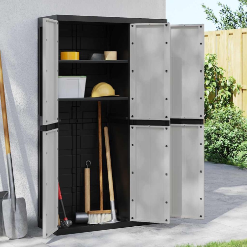 vidaXL Outdoor Storage Cabinet Grey and Black 97x37x165 cm PP