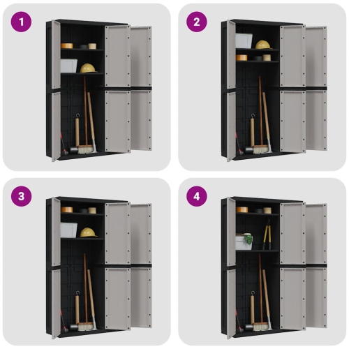 vidaXL Outdoor Storage Cabinet Grey and Black 97x37x165 cm PP