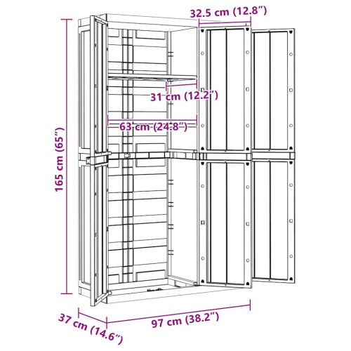 vidaXL Outdoor Storage Cabinet Grey and Black 97x37x165 cm PP