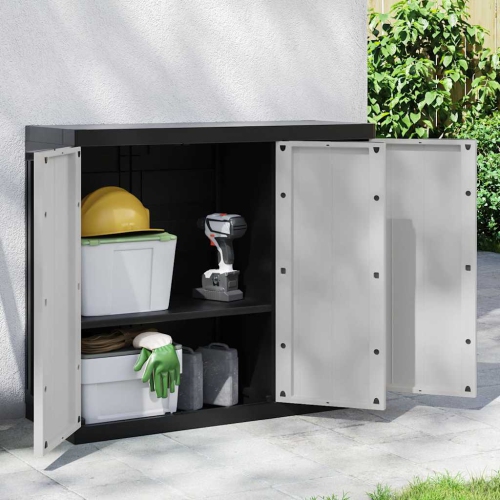 vidaXL Outdoor Storage Cabinet Grey and Black 97x37x85 cm PP