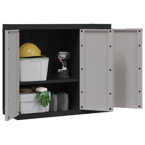 vidaXL Outdoor Storage Cabinet Grey and Black 97x37x85 cm PP